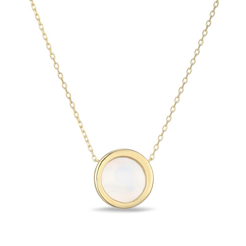 Main Image 3 of Mother-of-Pearl Block Initial “P” Necklace in Sterling Silver with 18K Gold-Plate