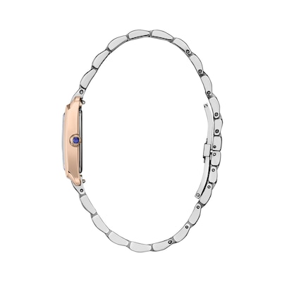 Ladies’ Citizen Eco-Drive® Bianca L Two-Tone IP Watch with Rectangular Mother-of-Pearl Dial (Model: EW5624-54Y)