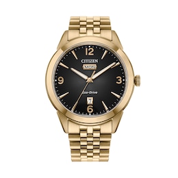 Men’s Citizen Eco-Drive® Rolan Gold-Tone IP Watch with Dark Grey Dial (Model: AW0152-58H)