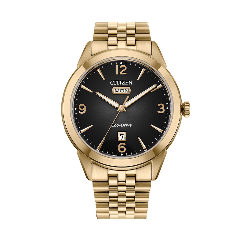 Men’s Citizen Eco-Drive® Rolan Gold-Tone IP Watch with Dark Grey Dial (Model: AW0152-58H)