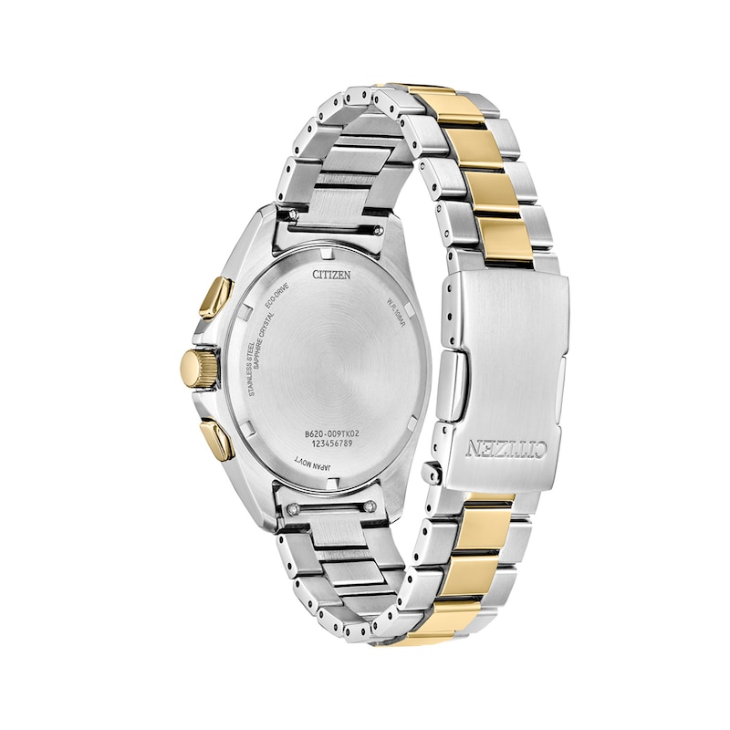 Main Image 2 of Men’s Citizen Eco-Drive® Sport Luxury Two-Tone IP Chronograph Watch with Green Dial (Model: CA4684-54X)