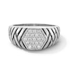 Thumbnail Image 1 of 0.50 CT. T.W. Certified Lab-Created Multi-Diamond Hexagon Signet Ring in Sterling Silver (F/SI2)