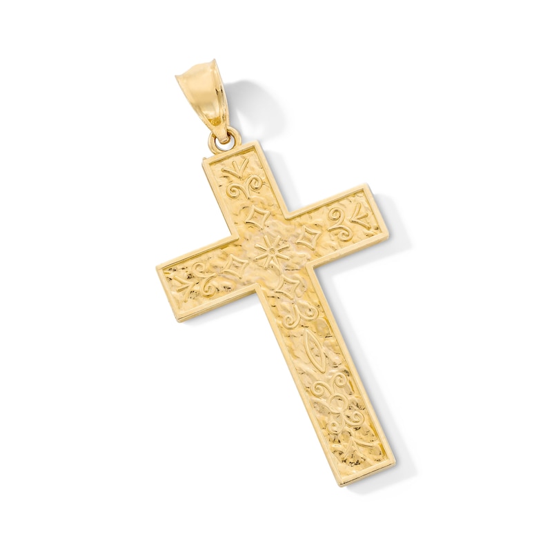 Main Image 2 of Diamond-Cut Cross Necklace Charm in Solid 10K Gold