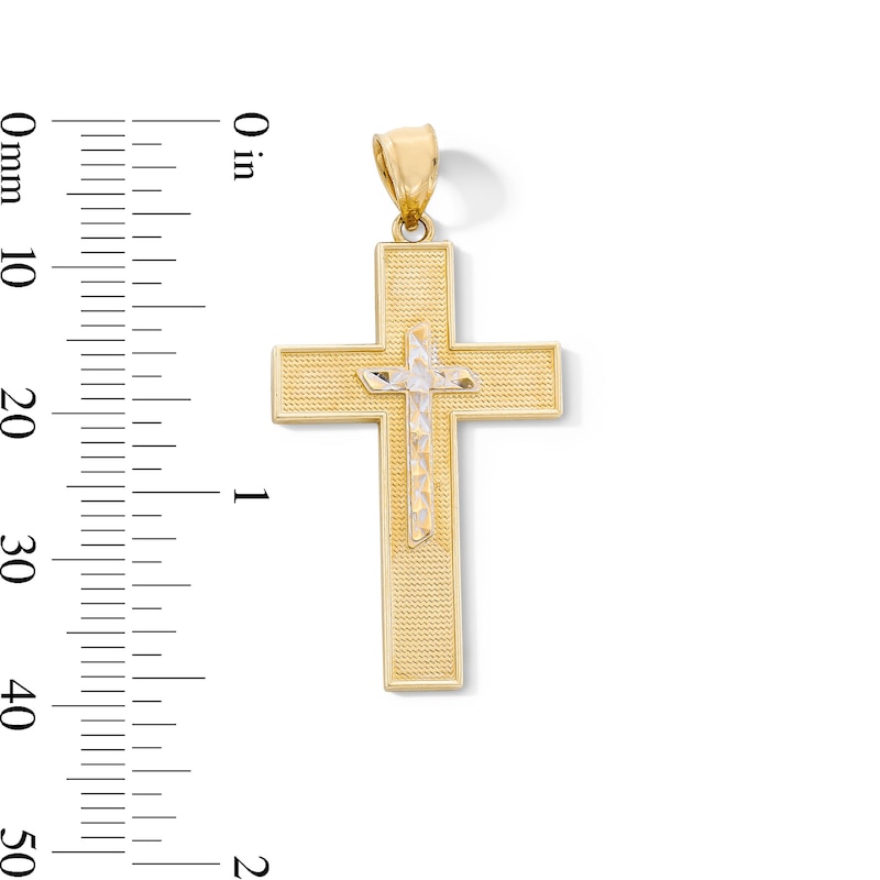 Main Image 3 of Diamond-Cut Cross Necklace Charm in Solid 10K Gold