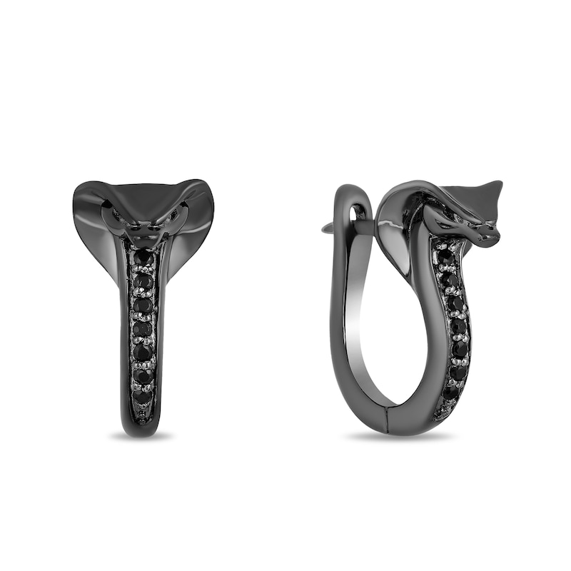 Enchanted Disney Villains Jafar 0.10 CT. T.W. Enhanced Black Diamond Snake Hoop Earrings in Sterling Silver