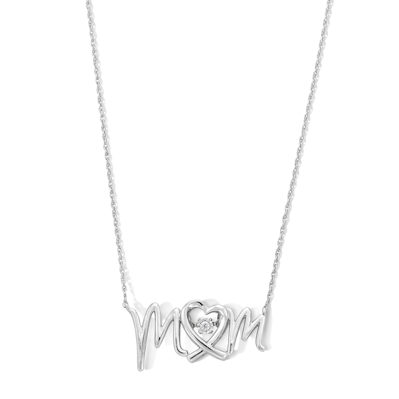 Main Image 1 of Unstoppable Love™ Diamond Accent Solitaire "MOM" Necklace in Sterling Silver