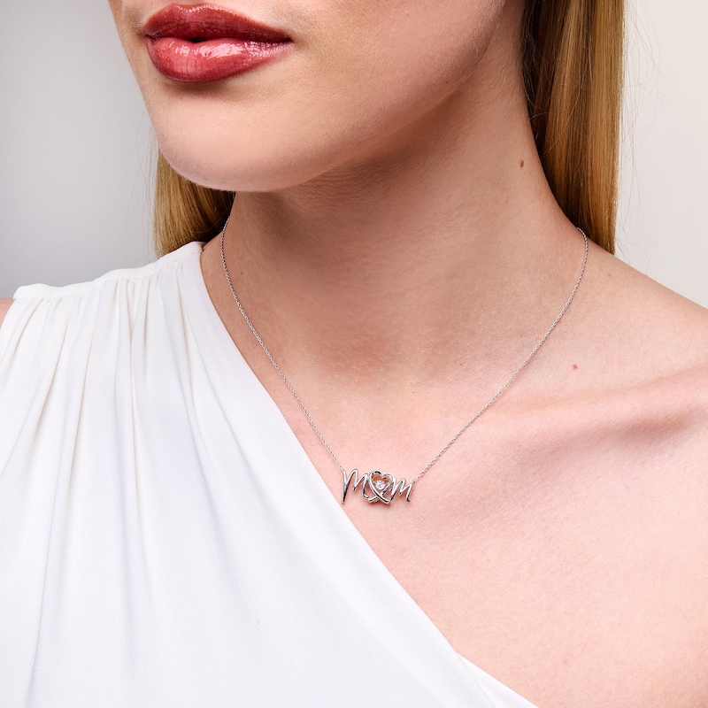 Unstoppable Loveâ¢ Diamond Accent Solitaire "MOM" Necklace in Sterling Silver