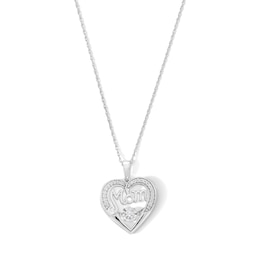 Unstoppable Love™ 0.20 CT. T.W. Certified Lab-Grown Diamond "Mom" Heart Pendant in Sterling Silver (F/SI2)