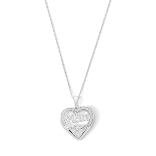 Unstoppable Love™ 0.20 CT. T.W. Certified Lab-Created Diamond "Mom" Heart Pendant in Sterling Silver (F/SI2)