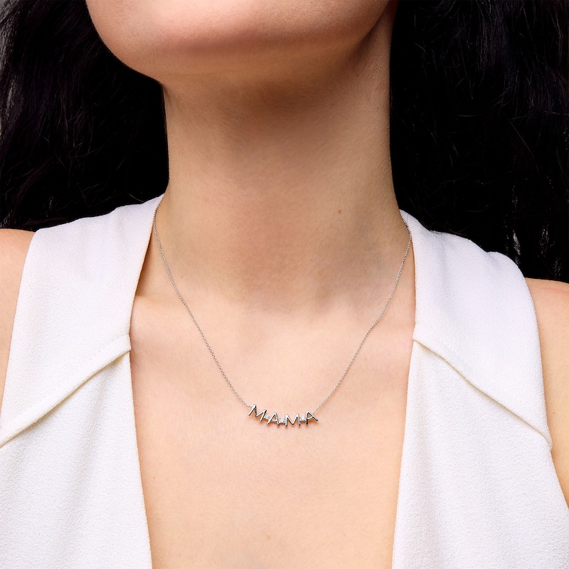 Main Image 2 of 0.085 CT. T.W. Certified Lab-Grown Diamond "MAMA" Necklace in Sterling Silver (I/SI2) - 17"