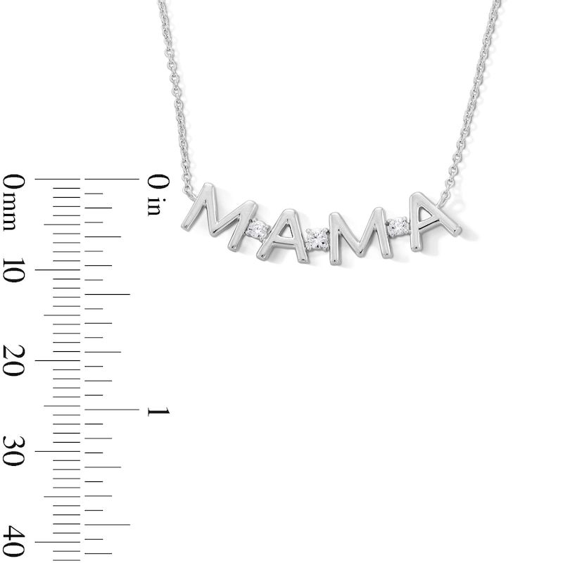Main Image 4 of 0.085 CT. T.W. Certified Lab-Grown Diamond "MAMA" Necklace in Sterling Silver (I/SI2) - 17"