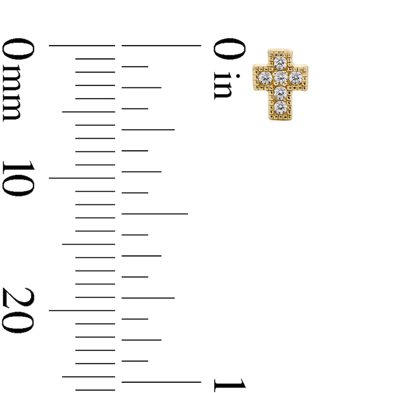 Main Image 3 of 0.04 CT. T.W. Diamond Vintage-Style Cross Stud Earrings in 10K Gold