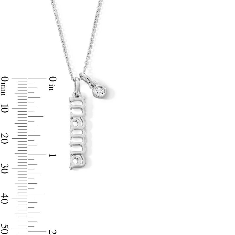Main Image 4 of Diamond Accent "mama" Double Charm Pendant in Sterling Silver