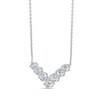 Thumbnail Image 2 of 0.95 CT. T.W. Certified Lab-Grown Diamond Seven Stone Chevron Necklace in 14K White Gold (F/SI2)