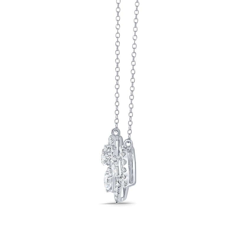 0.45 CT. T.W. Multi-Diamond Frame Heart Trio Necklace in 14K White Gold