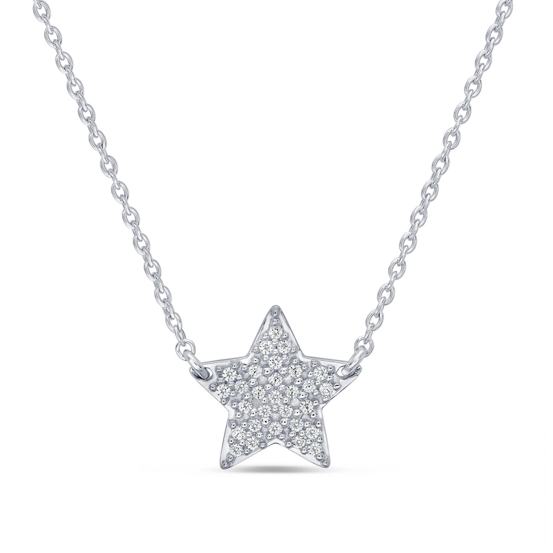 0.115 CT. T.W. Multi-Diamond Star Necklace in Sterling Silver