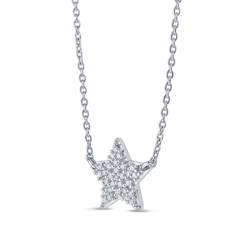 0.115 CT. T.W. Multi-Diamond Star Necklace in Sterling Silver