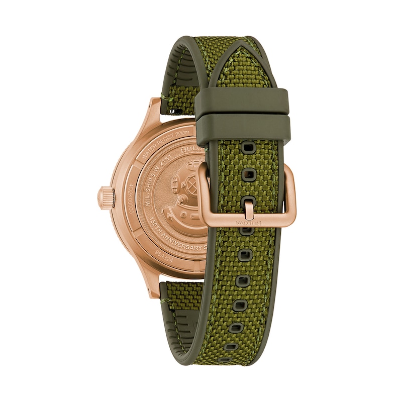 Main Image 3 of Men's 150th Anniversary Special Edition Bulova MIL-SHIPS Bronze Case Automatic Watch with Green Dial (Model: 98A324)