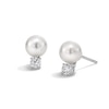 Thumbnail Image 1 of 7.0-7.5mm Freshwater Cultured Pearl and 0.29 CT. T.W. Certified Lab-Grown Diamond Stud Earrings in Sterling Silver