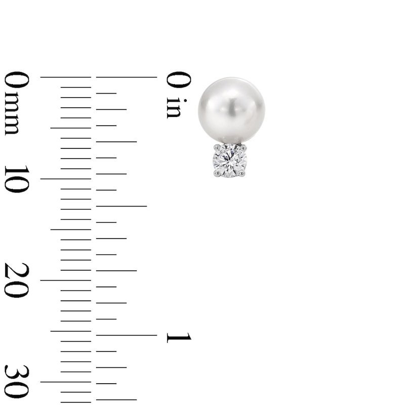 7.0-7.5mm Freshwater Cultured Pearl and 0.29 CT. T.W. Certified Lab-Grown Diamond Stud Earrings in Sterling Silver