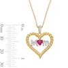 Thumbnail Image 3 of Heart-Shaped Lab-Created Ruby and 0.065 CT. T.W. Diamond “Mom” Heart Pendant in Sterling Silver with 14K Gold Plate