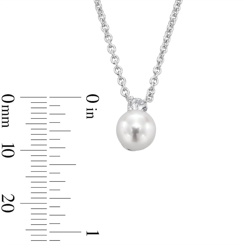 Main Image 3 of 7.0-7.5mm Freshwater Cultured Pearl and 0.115 CT. T.W. Certified Lab-Grown Diamond Pendant in Sterling Silver