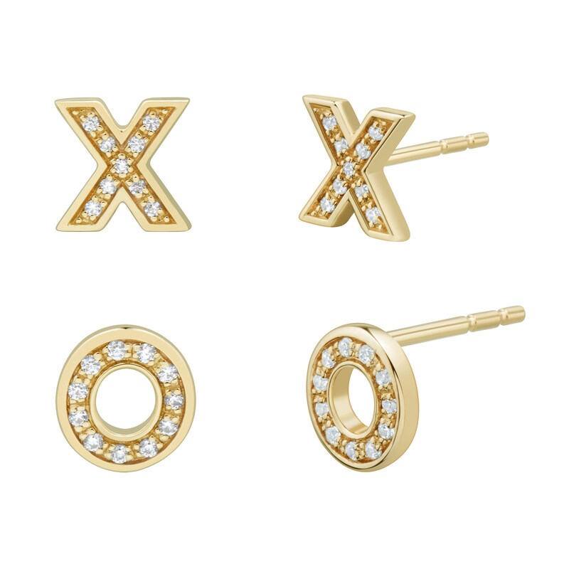 0.04 CT. T.W. Diamond âXOâ Stud Earrings in 10K Gold