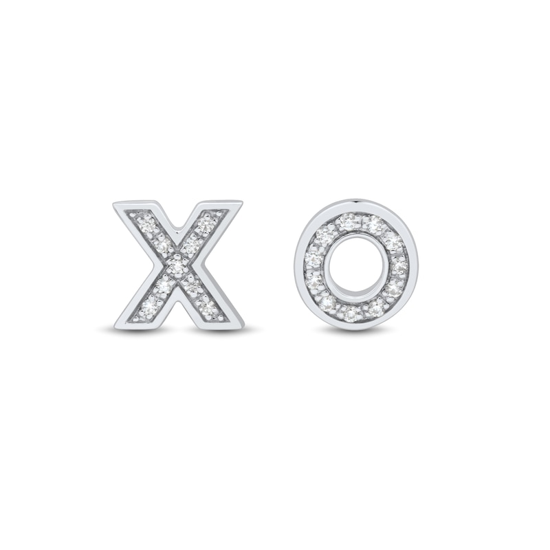 0.04 CT. T.W. Diamond "XO" Stud Earrings in 10K White Gold