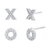Thumbnail Image 2 of 0.04 CT. T.W. Diamond “XO” Stud Earrings in 10K White Gold