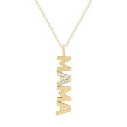 0.085 CT. T.W. Diamond “Mama” Vertical Pendant in Sterling Silver with 10K Gold Plate