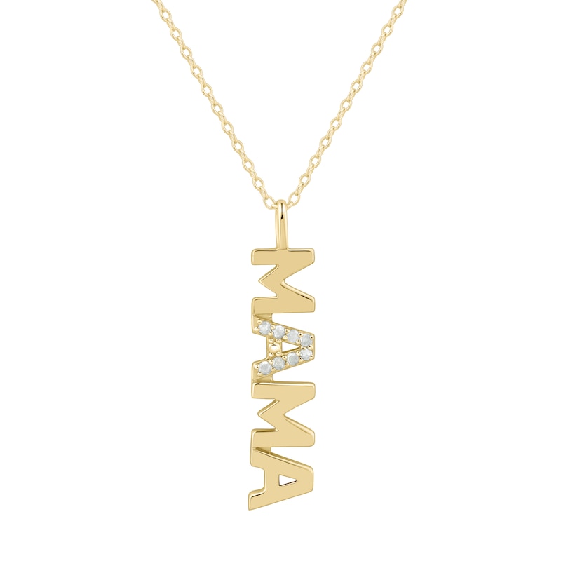 0.085 CT. T.W. Diamond âMamaâ Vertical Pendant in Sterling Silver with 10K Gold Plate