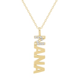 0.085 CT. T.W. Diamond “Nana” Vertical Pendant in Sterling Silver with 10K Gold Plate