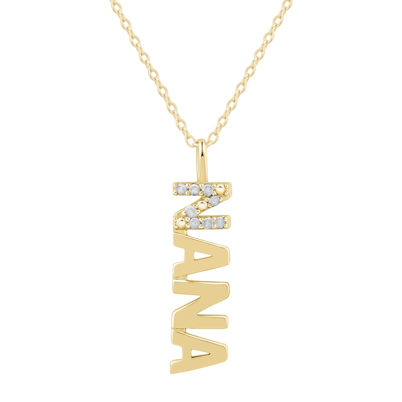 0.085 CT. T.W. Diamond âNanaâ Vertical Pendant in Sterling Silver with 10K Gold Plate