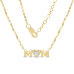 Diamond Accent “Mom” Heart Necklace in Sterling Silver with 10K Gold Plate