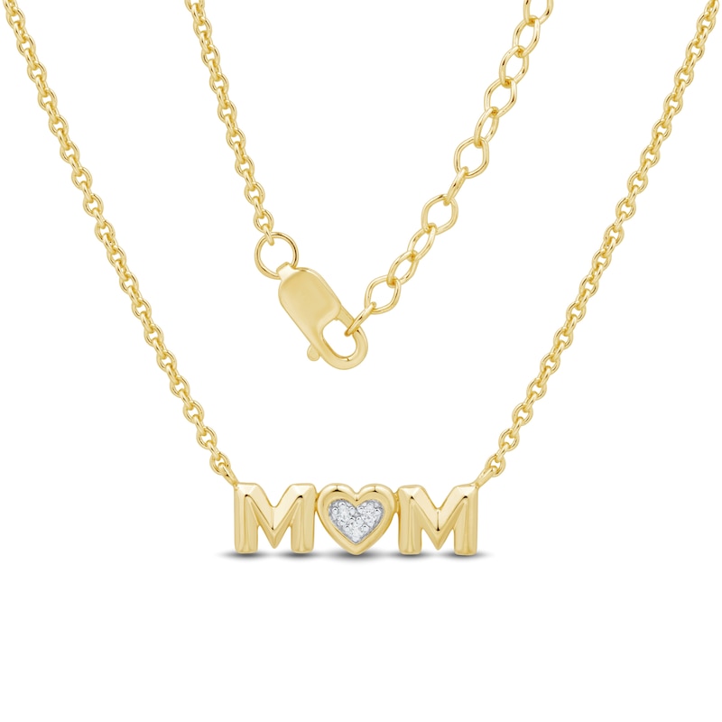 Diamond Accent âMomâ Heart Necklace in Sterling Silver with 10K Gold Plate