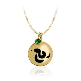 Chinese Zodiac Year of the Snake Disc Pendant and Bezel-Set Birthstone Charm - 17” (1 Stone)
