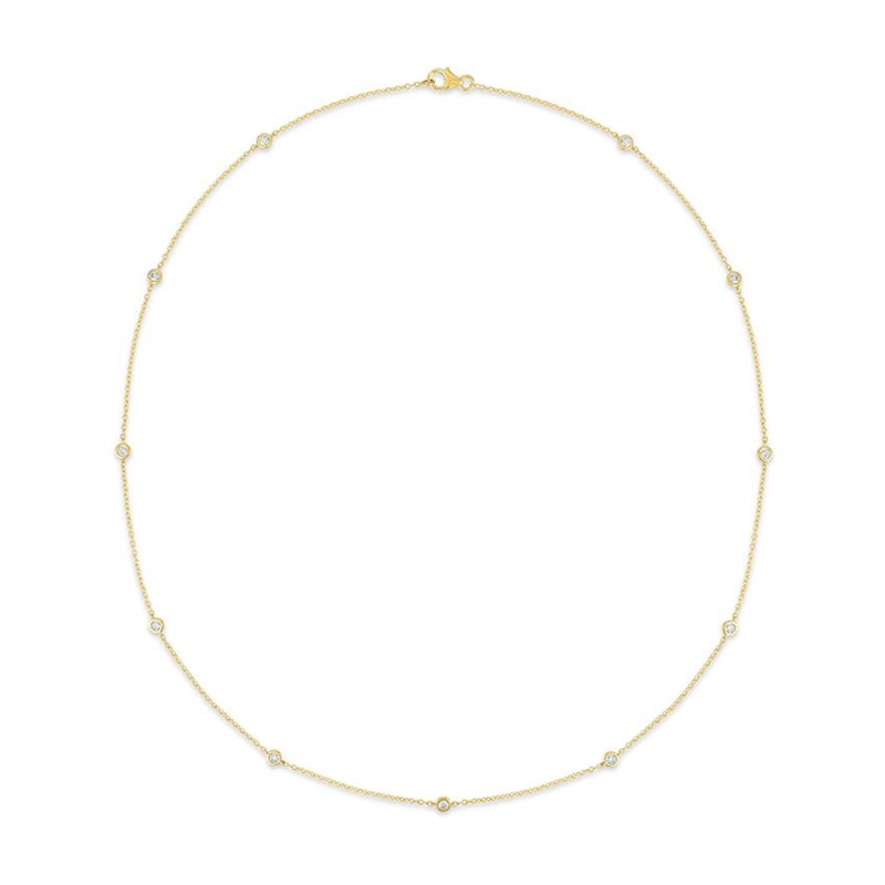 0.50 CT. T.W. Certified Lab-Grown Diamond Bezel-Set Station Necklace in 10K Gold (F/VS2