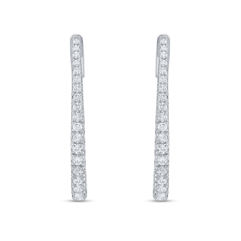 2.00 CT. T.W. Certified Lab-Grown Diamond Inside-Out Oval Hoop Earrings in 10K White Gold (F/VS2)