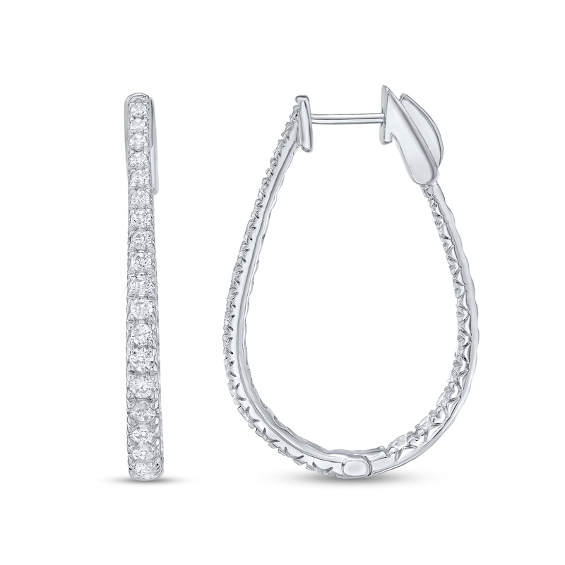 2.00 CT. T.W. Certified Lab-Grown Diamond Inside-Out Oval Hoop Earrings in 10K White Gold (F/VS2)