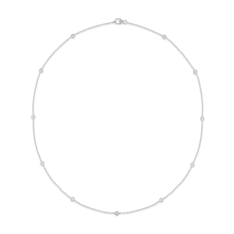 0.50 CT. T.W. Certified Lab-Grown Diamond Bezel-Set Station Necklace in 10K White Gold (F/VS2)