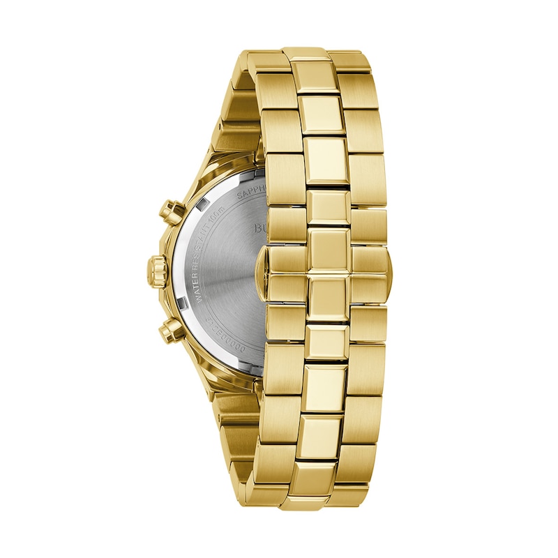 Main Image 3 of Men's Bulova Classic Prestige Gold-Tone IP Chronograph Watch with Octagonal Black Dial (Model: 97B232)