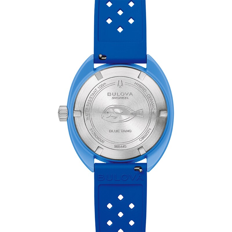Main Image 4 of Men's Bulova Snorkel Blue Ceramic Rubber Strap Watch with Blue Dial (Model: 98B445)