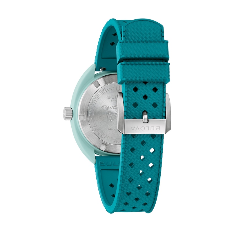 Main Image 3 of Men's Bulova Snorkel Green Ceramic Rubber Strap Watch with Brown Dial (Model: 98B446)