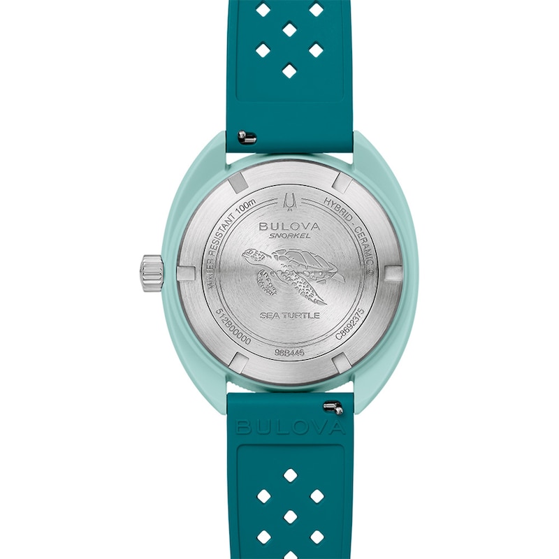 Main Image 4 of Men's Bulova Snorkel Green Ceramic Rubber Strap Watch with Brown Dial (Model: 98B446)