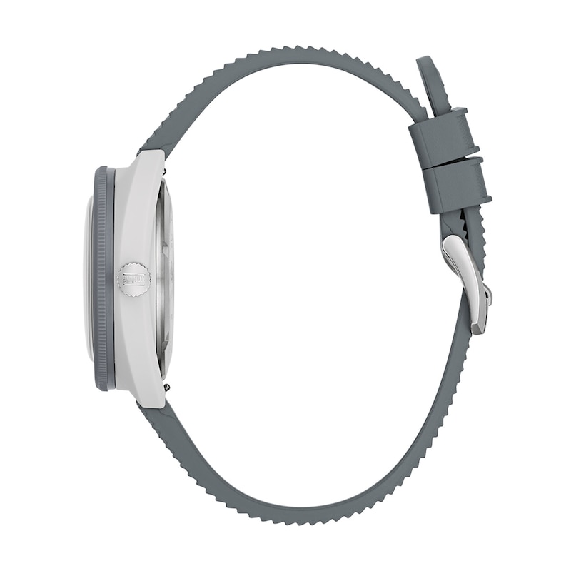 Main Image 2 of Men's Bulova Snorkel Grey Ceramic Rubber Strap Watch with White Dial (Model: 98B449)