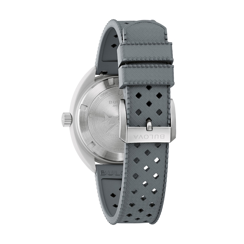 Main Image 3 of Men's Bulova Snorkel Grey Ceramic Rubber Strap Watch with White Dial (Model: 98B449)
