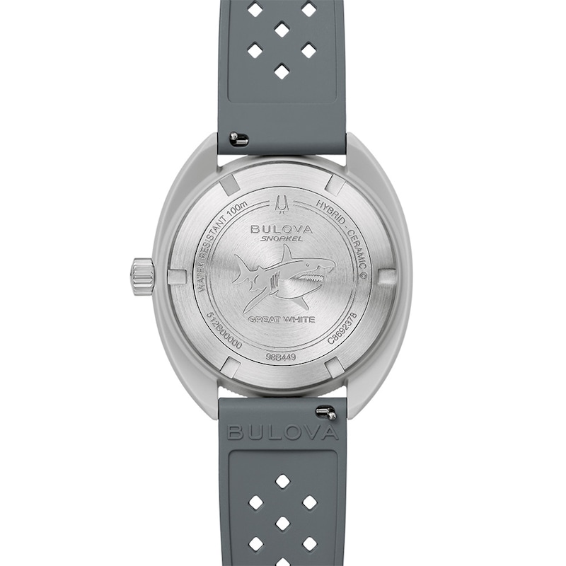 Main Image 4 of Men's Bulova Snorkel Grey Ceramic Rubber Strap Watch with White Dial (Model: 98B449)