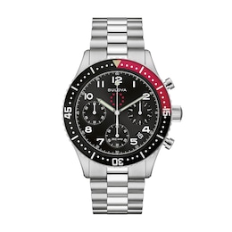 Men's 150th Anniversary Special Edition Bulova Marine Star Chronograph Watch with Black Dial (Model: 98B451)