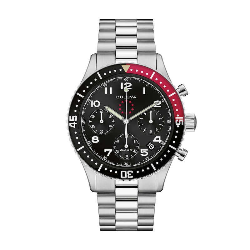 Men's 150th Anniversary Special Edition Bulova Marine Star Chronograph Watch with Black Dial (Model: 98B451)