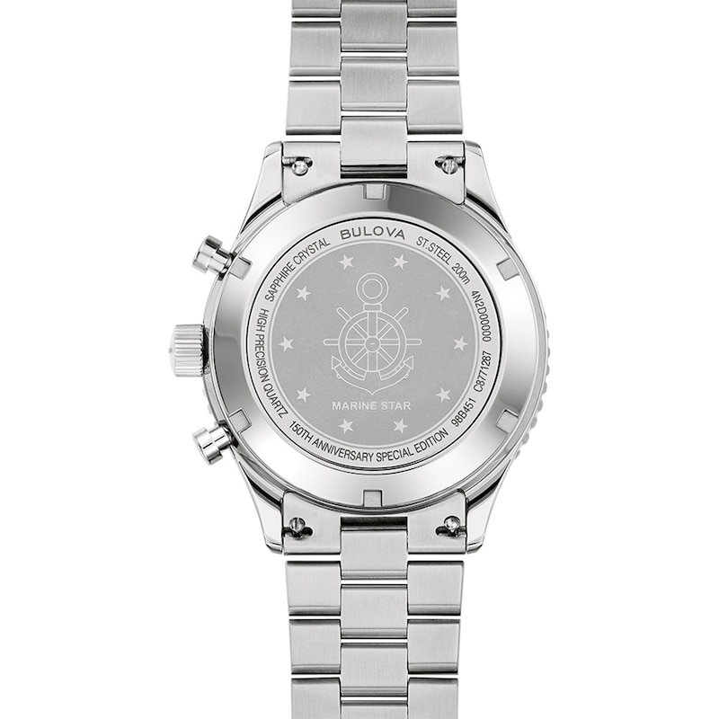 Men's 150th Anniversary Special Edition Bulova Marine Star Chronograph Watch with Black Dial (Model: 98B451)